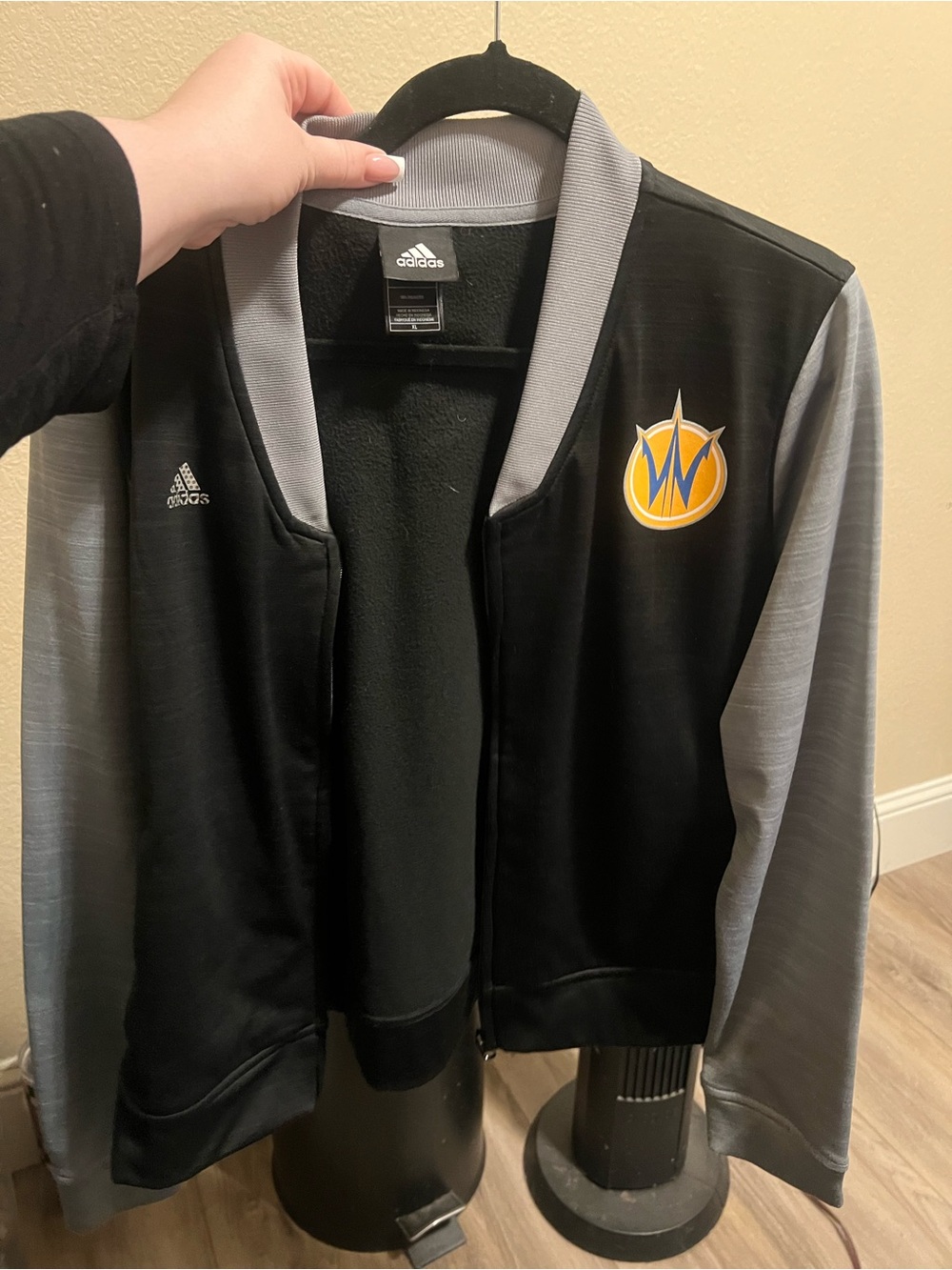adidas Black Jacket with Gray Trim and White Logo